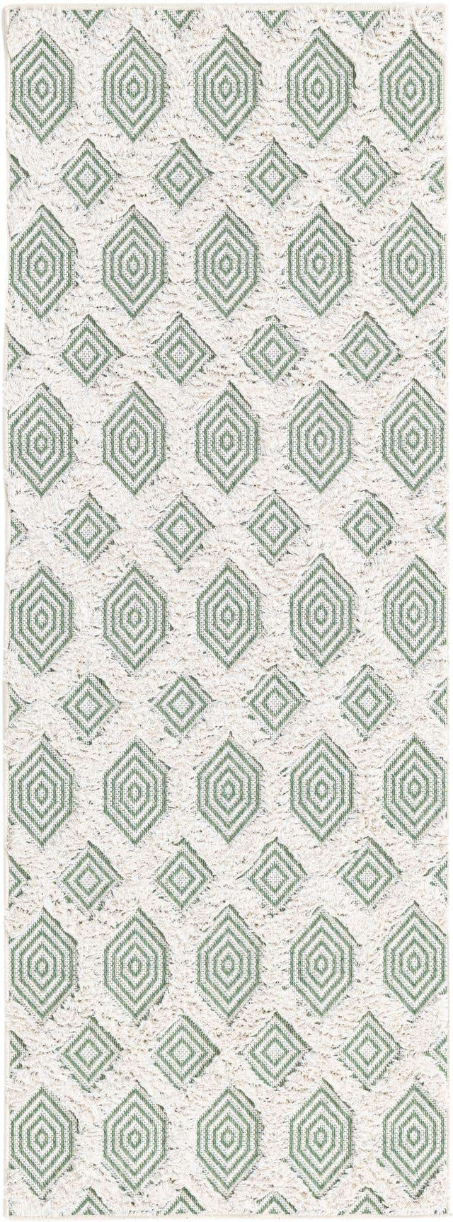 Green 2' 3 x 6' Sabrina Soto Casa Runner Area Rug 100% Cotton Geometric Pattern All Natural Material Eco Friendly Carpet for Sale at Rug Engine