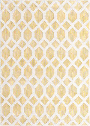 Yellow 6' 4 x 9' Sabrina Soto Casa Rectangle Area Rug 100% Cotton Geometric Pattern All Natural Material Eco Friendly Carpet for Sale at Rug Engine