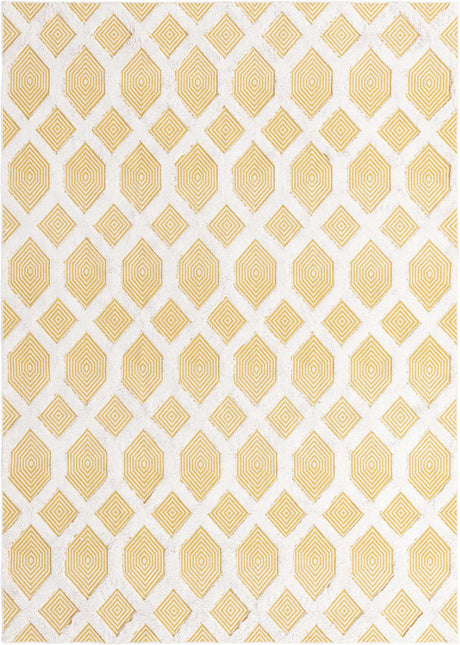 Yellow 6' 4 x 9' Sabrina Soto Casa Rectangle Area Rug 100% Cotton Geometric Pattern All Natural Material Eco Friendly Carpet for Sale at Rug Engine
