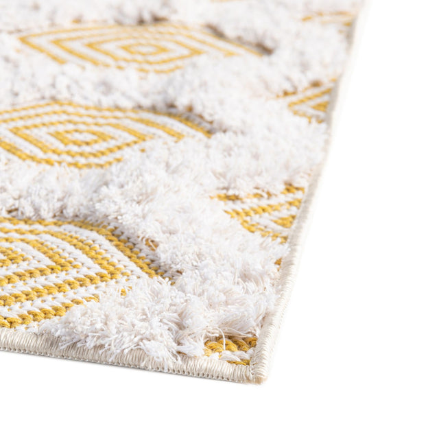 Yellow 6' 4 x 9' Sabrina Soto Casa Rectangle Area Rug 100% Cotton Geometric Pattern All Natural Material Eco Friendly Carpet for Sale at Rug Engine