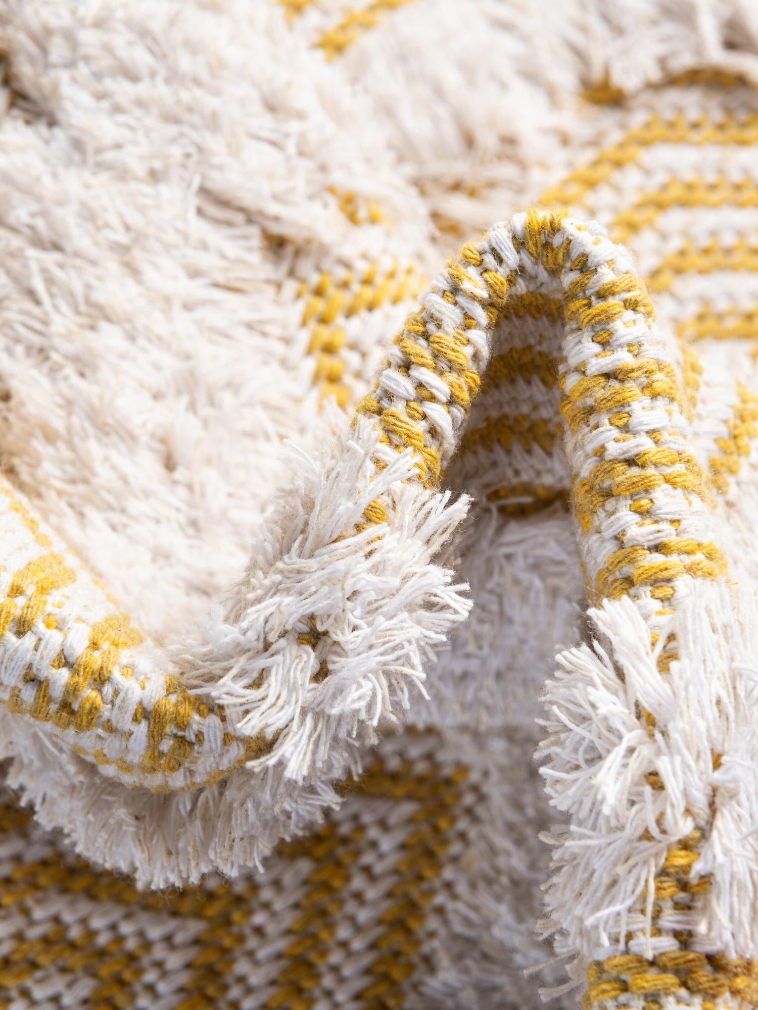 Yellow 6' 4 x 9' Sabrina Soto Casa Rectangle Area Rug 100% Cotton Geometric Pattern All Natural Material Eco Friendly Carpet for Sale at Rug Engine