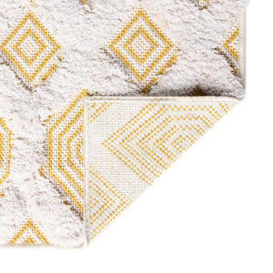 Yellow 9' 10 x 12' Sabrina Soto Casa Rectangle Area Rug 100% Cotton Geometric Pattern All Natural Material Eco Friendly Carpet for Sale at Rug Engine