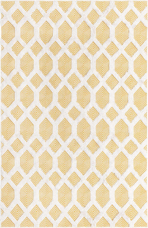 Yellow 5' 3 x 8' Sabrina Soto Casa Rectangle Area Rug 100% Cotton Geometric Pattern All Natural Material Eco Friendly Carpet for Sale at Rug Engine