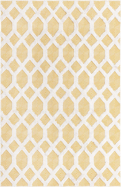 Yellow 5' 3 x 8' Sabrina Soto Casa Rectangle Area Rug 100% Cotton Geometric Pattern All Natural Material Eco Friendly Carpet for Sale at Rug Engine