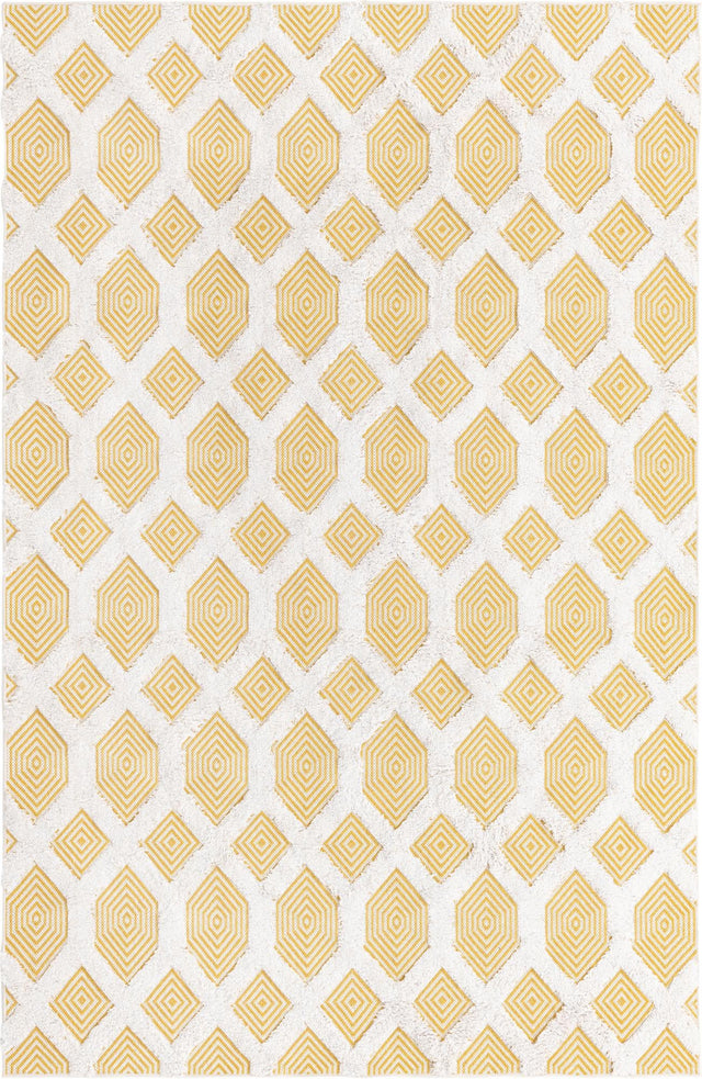 Yellow 1' 3 x 1' 4 Sabrina Soto Casa Sample Area Rug 100% Cotton Geometric Pattern All Natural Material Eco Friendly Carpet for Sale at Rug Engine
