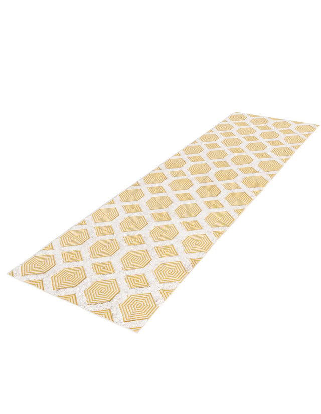 Yellow 2' 7 x 12' Sabrina Soto Casa Runner Area Rug 100% Cotton Geometric Pattern All Natural Material Eco Friendly Carpet for Sale at Rug Engine