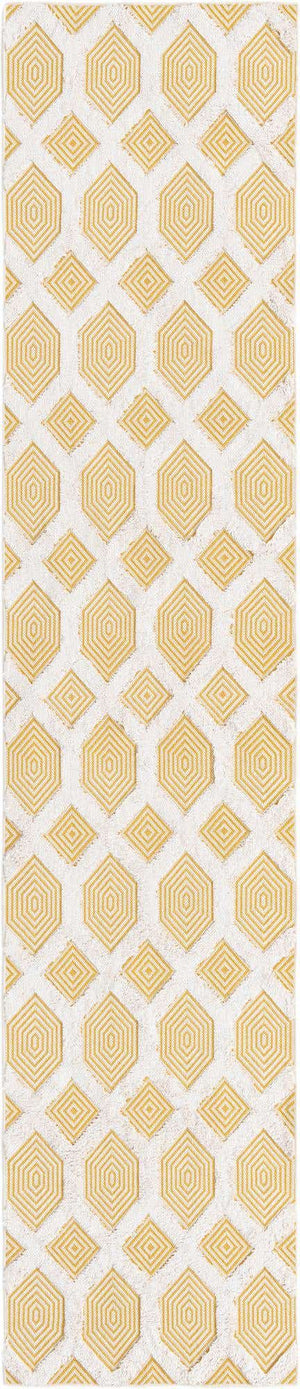 Yellow 2' 7 x 12' Sabrina Soto Casa Runner Area Rug 100% Cotton Geometric Pattern All Natural Material Eco Friendly Carpet for Sale at Rug Engine