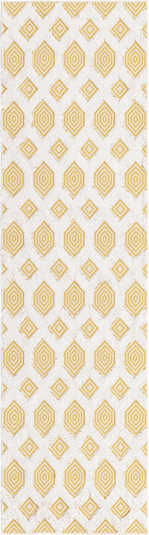 Yellow 2' 3 x 8' Sabrina Soto Casa Runner Area Rug 100% Cotton Geometric Pattern All Natural Material Eco Friendly Carpet for Sale at Rug Engine
