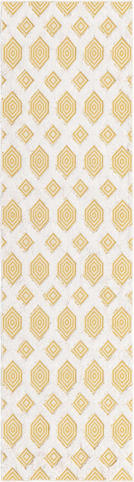 Yellow 2' 3 x 8' Sabrina Soto Casa Runner Area Rug 100% Cotton Geometric Pattern All Natural Material Eco Friendly Carpet for Sale at Rug Engine
