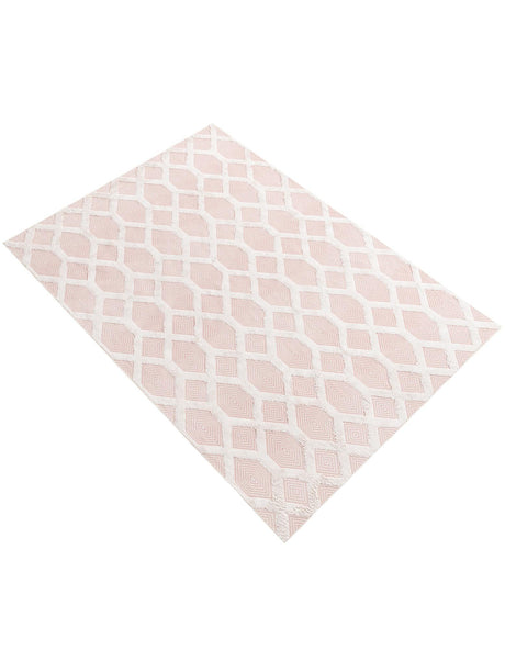 Pink 6' 4 x 9' Sabrina Soto Casa Rectangle Area Rug 100% Cotton Geometric Pattern All Natural Material Eco Friendly Carpet for Sale at Rug Engine
