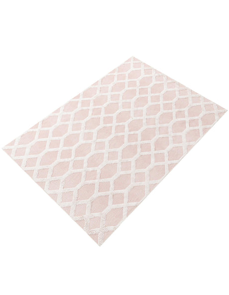 Pink 6' 4 x 9' Sabrina Soto Casa Rectangle Area Rug 100% Cotton Geometric Pattern All Natural Material Eco Friendly Carpet for Sale at Rug Engine