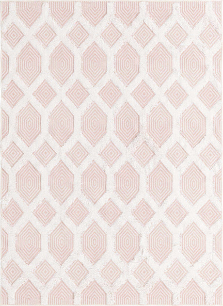 Pink 4' 5 x 6' Sabrina Soto Casa Rectangle Area Rug 100% Cotton Geometric Pattern All Natural Material Eco Friendly Carpet for Sale at Rug Engine