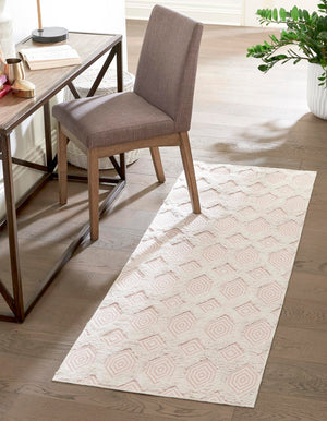 Pink 2' 3 x 6' Sabrina Soto Casa Runner Area Rug 100% Cotton Geometric Pattern All Natural Material Eco Friendly Carpet for Sale at Rug Engine
