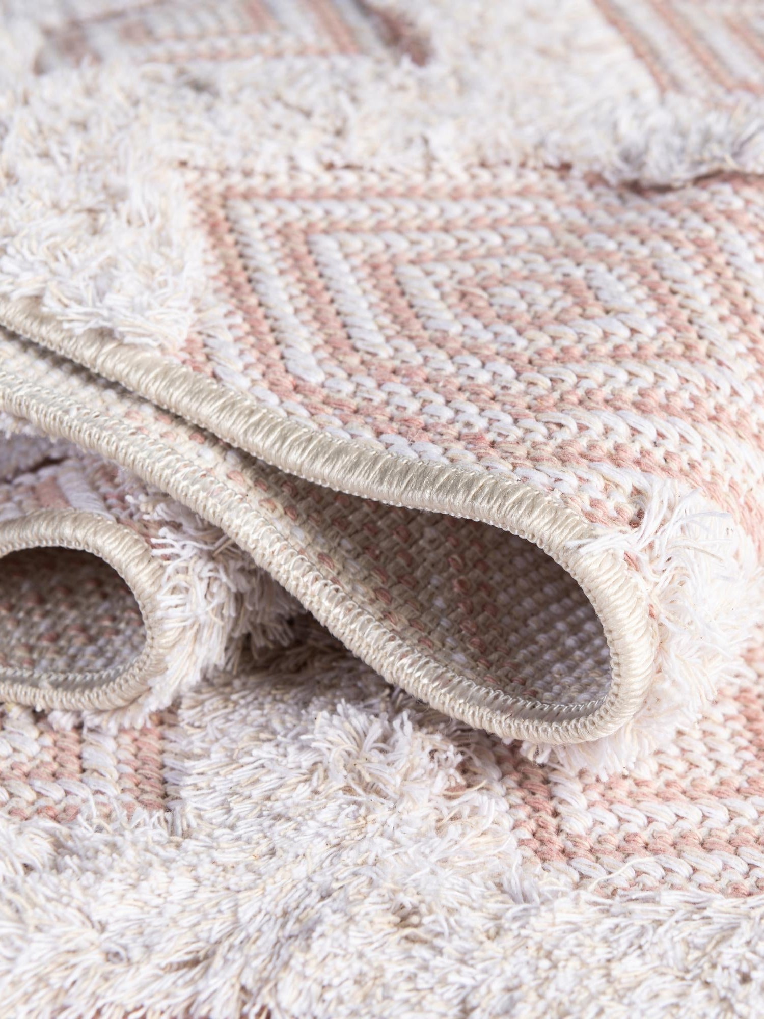 Pink 2' 7 x 12' Sabrina Soto Casa Runner Area Rug 100% Cotton Geometric Pattern All Natural Material Eco Friendly Carpet for Sale at Rug Engine