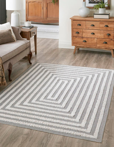 Anthracite Gray 2' 3 x 3' Sabrina Soto Casa Rectangle Area Rug 100% Cotton Geometric Pattern All Natural Material Eco Friendly Carpet for Sale at Rug Engine