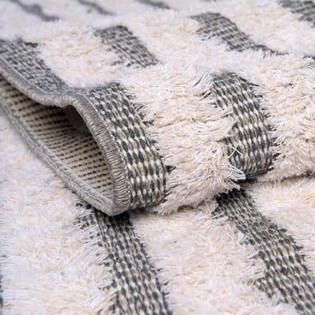 Anthracite Gray 2' 3 x 3' Sabrina Soto Casa Rectangle Area Rug 100% Cotton Geometric Pattern All Natural Material Eco Friendly Carpet for Sale at Rug Engine
