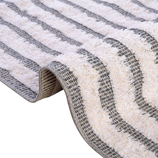 Anthracite Gray 6' 4 x 9' Sabrina Soto Casa Rectangle Area Rug 100% Cotton Geometric Pattern All Natural Material Eco Friendly Carpet for Sale at Rug Engine