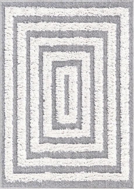 Anthracite Gray 2' 3 x 3' Sabrina Soto Casa Rectangle Area Rug 100% Cotton Geometric Pattern All Natural Material Eco Friendly Carpet for Sale at Rug Engine
