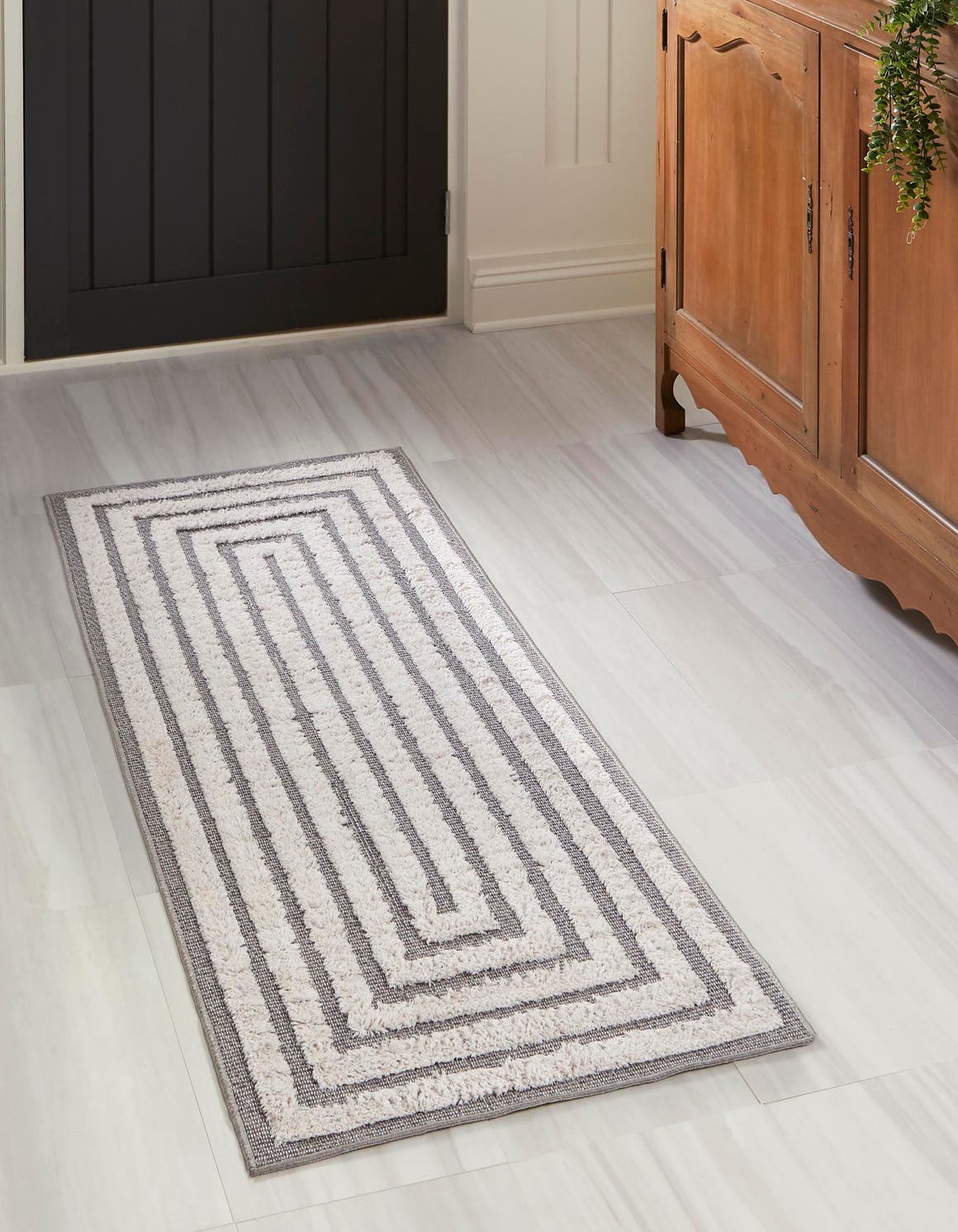 Anthracite Gray 2' 3 x 6' Sabrina Soto Casa Runner Area Rug 100% Cotton Geometric Pattern All Natural Material Eco Friendly Carpet for Sale at Rug Engine