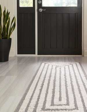 Anthracite Gray 2' 3 x 6' Sabrina Soto Casa Runner Area Rug 100% Cotton Geometric Pattern All Natural Material Eco Friendly Carpet for Sale at Rug Engine