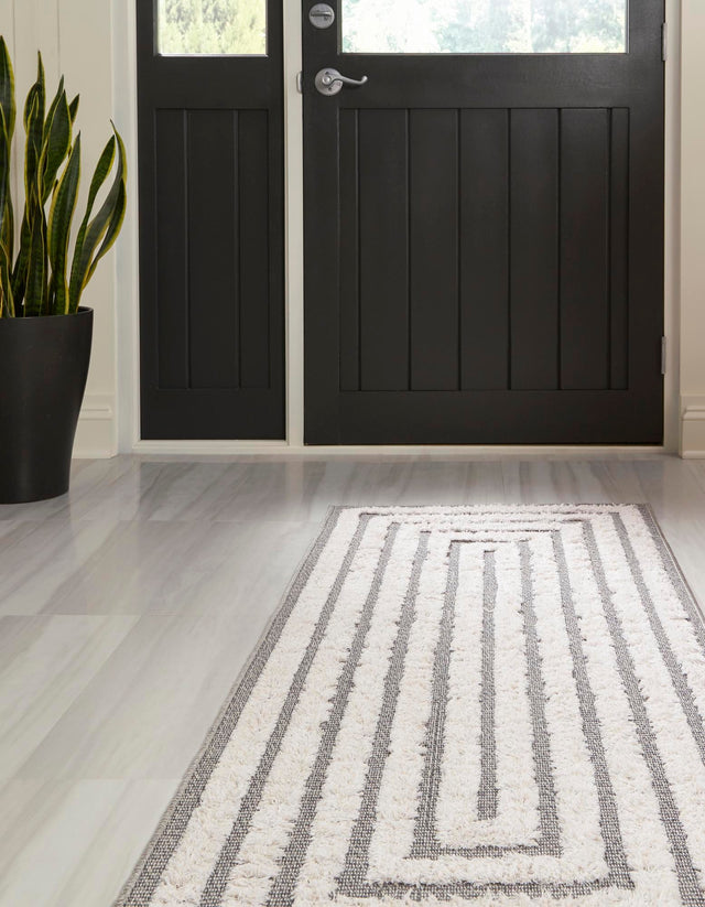 Anthracite Gray 2' 7 x 12' Sabrina Soto Casa Runner Area Rug 100% Cotton Geometric Pattern All Natural Material Eco Friendly Carpet for Sale at Rug Engine