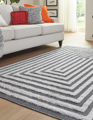 Black 5' 3 x 8' Sabrina Soto Casa Rectangle Area Rug 100% Cotton Geometric Pattern All Natural Material Eco Friendly Carpet for Sale at Rug Engine