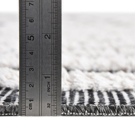 Black 5' 3 x 8' Sabrina Soto Casa Rectangle Area Rug 100% Cotton Geometric Pattern All Natural Material Eco Friendly Carpet for Sale at Rug Engine