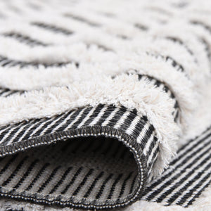 Black 5' 3 x 8' Sabrina Soto Casa Rectangle Area Rug 100% Cotton Geometric Pattern All Natural Material Eco Friendly Carpet for Sale at Rug Engine