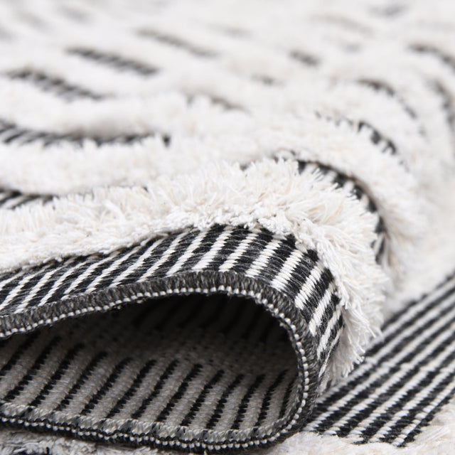 Black 5' 3 x 8' Sabrina Soto Casa Rectangle Area Rug 100% Cotton Geometric Pattern All Natural Material Eco Friendly Carpet for Sale at Rug Engine