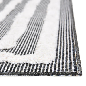 Black 5' 3 x 8' Sabrina Soto Casa Rectangle Area Rug 100% Cotton Geometric Pattern All Natural Material Eco Friendly Carpet for Sale at Rug Engine