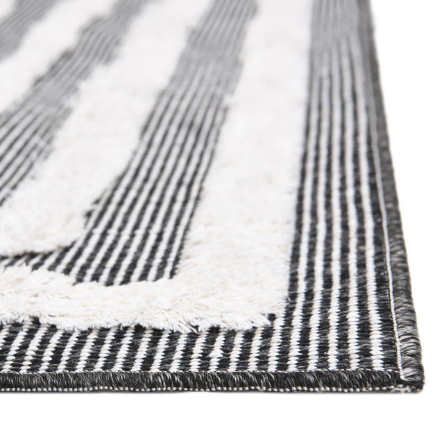 Black 5' 3 x 8' Sabrina Soto Casa Rectangle Area Rug 100% Cotton Geometric Pattern All Natural Material Eco Friendly Carpet for Sale at Rug Engine