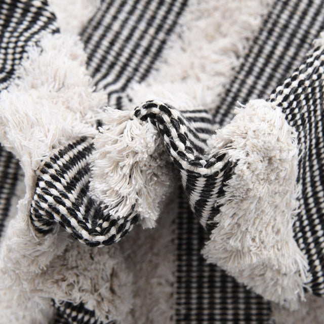Black 5' 3 x 8' Sabrina Soto Casa Rectangle Area Rug 100% Cotton Geometric Pattern All Natural Material Eco Friendly Carpet for Sale at Rug Engine