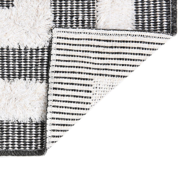 Black 5' 3 x 8' Sabrina Soto Casa Rectangle Area Rug 100% Cotton Geometric Pattern All Natural Material Eco Friendly Carpet for Sale at Rug Engine
