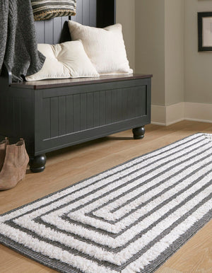 Black 2' 3 x 8' Sabrina Soto Casa Runner Area Rug 100% Cotton Geometric Pattern All Natural Material Eco Friendly Carpet for Sale at Rug Engine