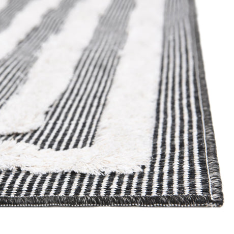 Black 2' 3 x 8' Sabrina Soto Casa Runner Area Rug 100% Cotton Geometric Pattern All Natural Material Eco Friendly Carpet for Sale at Rug Engine