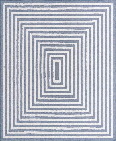 Navy Blue 9' 10 x 12' Sabrina Soto Casa Rectangle Area Rug 100% Cotton Geometric Pattern All Natural Material Eco Friendly Carpet for Sale at Rug Engine