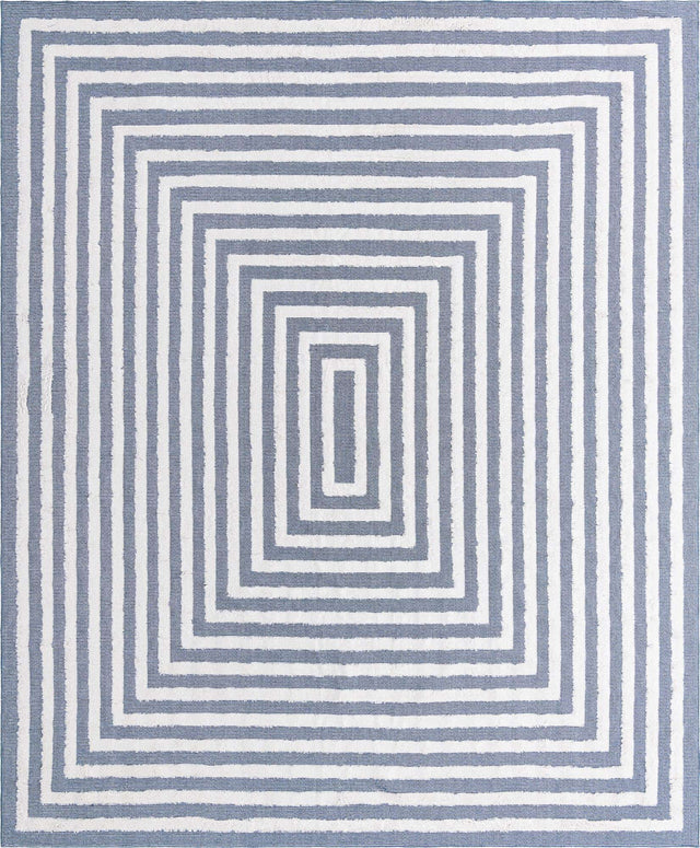 Navy Blue 9' 10 x 12' Sabrina Soto Casa Rectangle Area Rug 100% Cotton Geometric Pattern All Natural Material Eco Friendly Carpet for Sale at Rug Engine