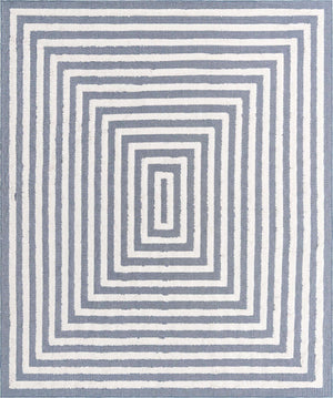 Navy Blue 8' 3 x 10' Sabrina Soto Casa Rectangle Area Rug 100% Cotton Geometric Pattern All Natural Material Eco Friendly Carpet for Sale at Rug Engine