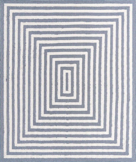 Navy Blue 8' 3 x 10' Sabrina Soto Casa Rectangle Area Rug 100% Cotton Geometric Pattern All Natural Material Eco Friendly Carpet for Sale at Rug Engine