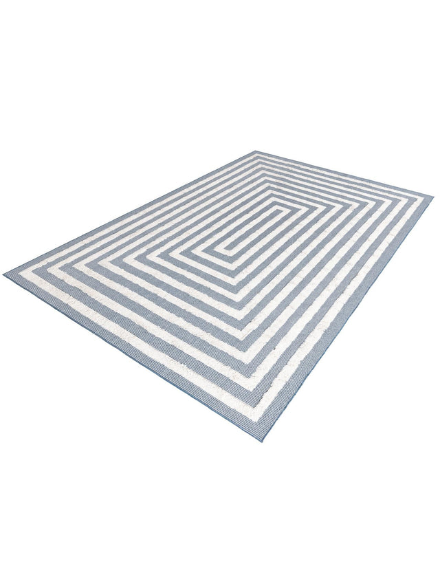 Navy Blue 6' 4 x 9' Sabrina Soto Casa Rectangle Area Rug 100% Cotton Geometric Pattern All Natural Material Eco Friendly Carpet for Sale at Rug Engine