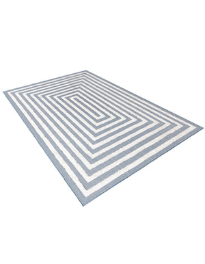 Navy Blue 6' 4 x 9' Sabrina Soto Casa Rectangle Area Rug 100% Cotton Geometric Pattern All Natural Material Eco Friendly Carpet for Sale at Rug Engine