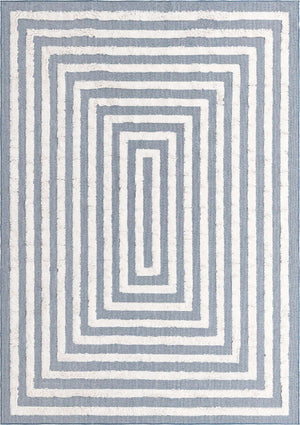 Navy Blue 6' 4 x 9' Sabrina Soto Casa Rectangle Area Rug 100% Cotton Geometric Pattern All Natural Material Eco Friendly Carpet for Sale at Rug Engine