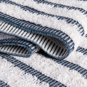 Navy Blue 6' 4 x 9' Sabrina Soto Casa Rectangle Area Rug 100% Cotton Geometric Pattern All Natural Material Eco Friendly Carpet for Sale at Rug Engine