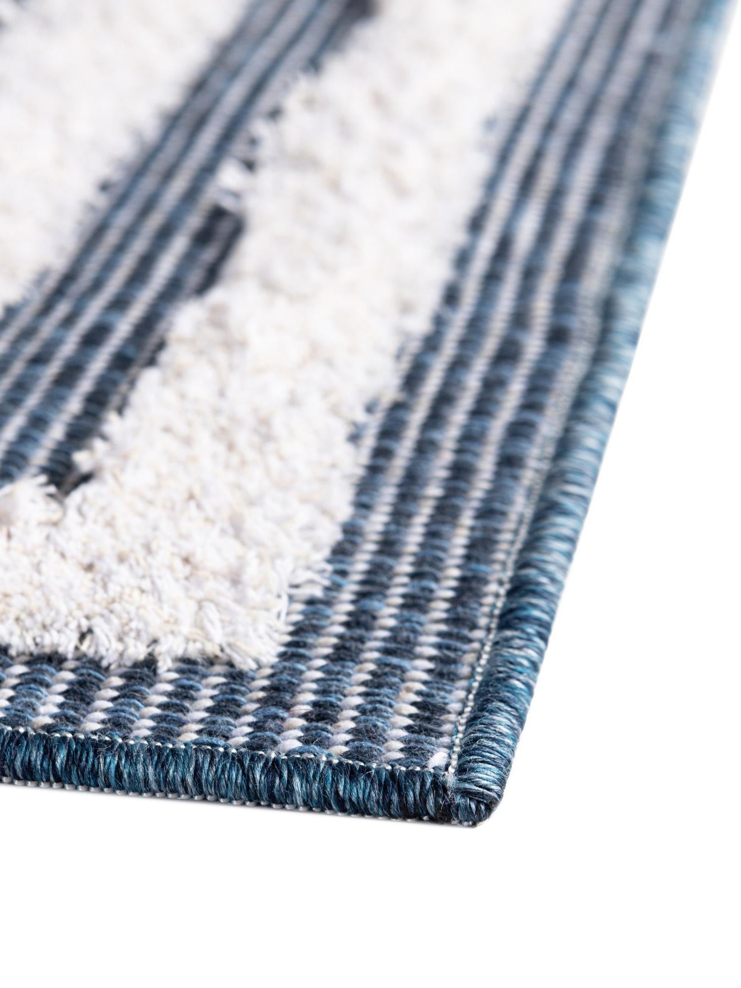 Navy Blue 2' 3 x 3' Sabrina Soto Casa Rectangle Area Rug 100% Cotton Geometric Pattern All Natural Material Eco Friendly Carpet for Sale at Rug Engine