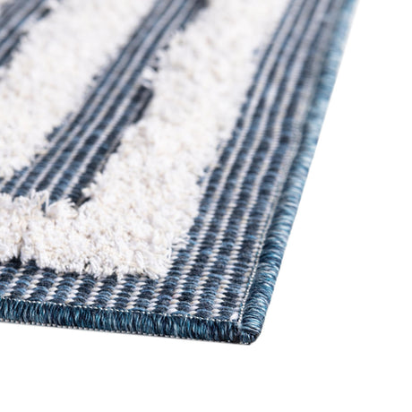 Navy Blue 2' 3 x 3' Sabrina Soto Casa Rectangle Area Rug 100% Cotton Geometric Pattern All Natural Material Eco Friendly Carpet for Sale at Rug Engine
