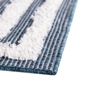 Navy Blue 8' 3 x 10' Sabrina Soto Casa Rectangle Area Rug 100% Cotton Geometric Pattern All Natural Material Eco Friendly Carpet for Sale at Rug Engine