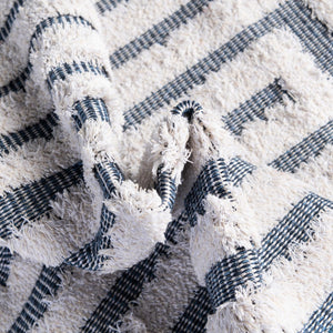 Navy Blue 9' 10 x 12' Sabrina Soto Casa Rectangle Area Rug 100% Cotton Geometric Pattern All Natural Material Eco Friendly Carpet for Sale at Rug Engine