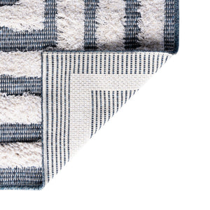 Navy Blue 6' 4 x 9' Sabrina Soto Casa Rectangle Area Rug 100% Cotton Geometric Pattern All Natural Material Eco Friendly Carpet for Sale at Rug Engine