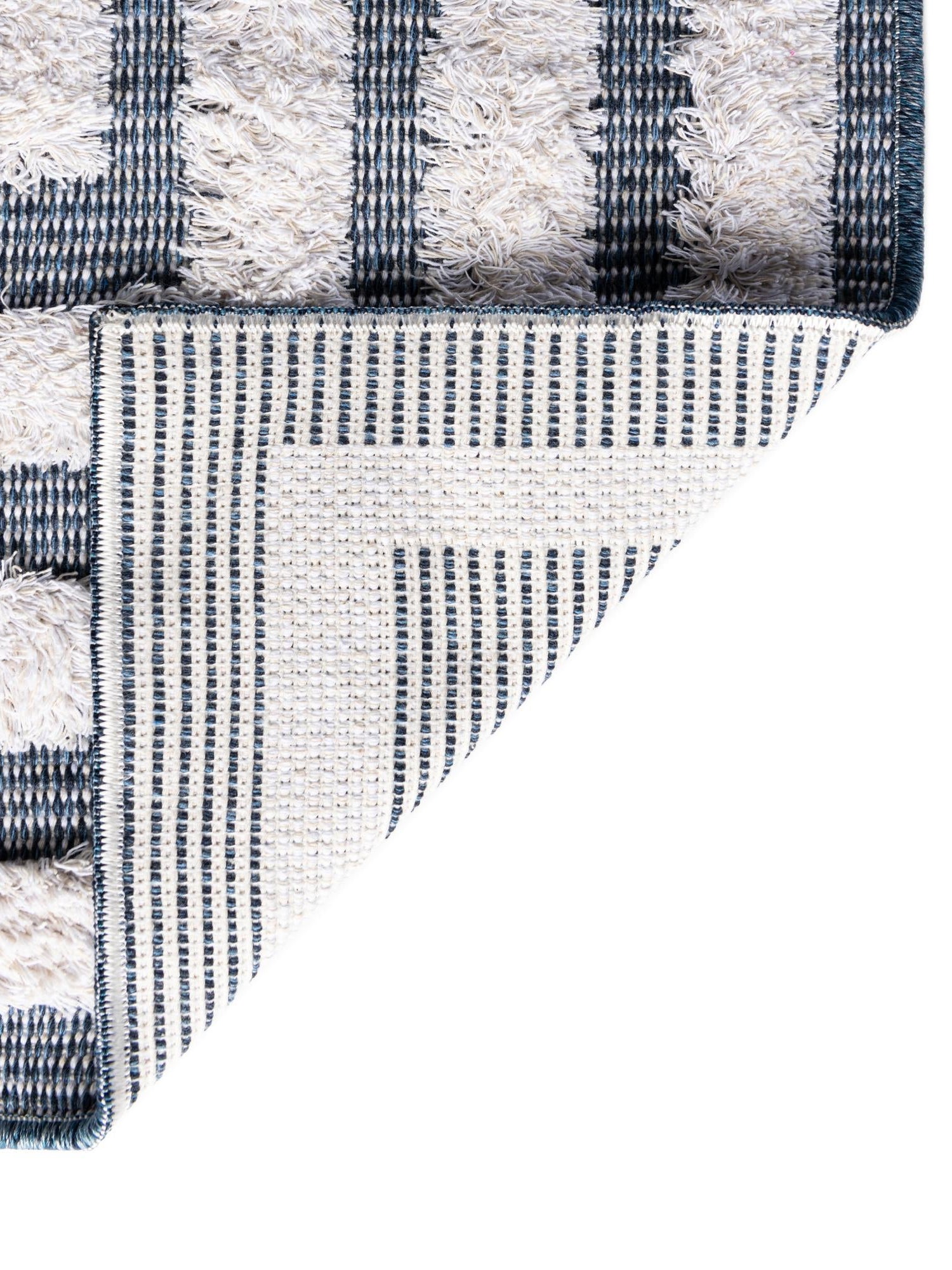 Navy Blue 2' 3 x 3' Sabrina Soto Casa Rectangle Area Rug 100% Cotton Geometric Pattern All Natural Material Eco Friendly Carpet for Sale at Rug Engine