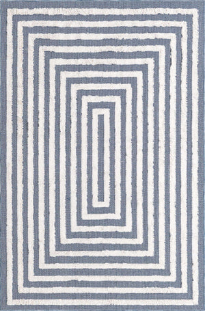 Navy Blue 5' 3 x 8' Sabrina Soto Casa Rectangle Area Rug 100% Cotton Geometric Pattern All Natural Material Eco Friendly Carpet for Sale at Rug Engine